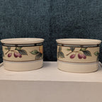 Set of 2 Mikasa Intaglio GARDEN HARVEST Cups | CAC29 8oz Flat Mugs | Vintage 90s