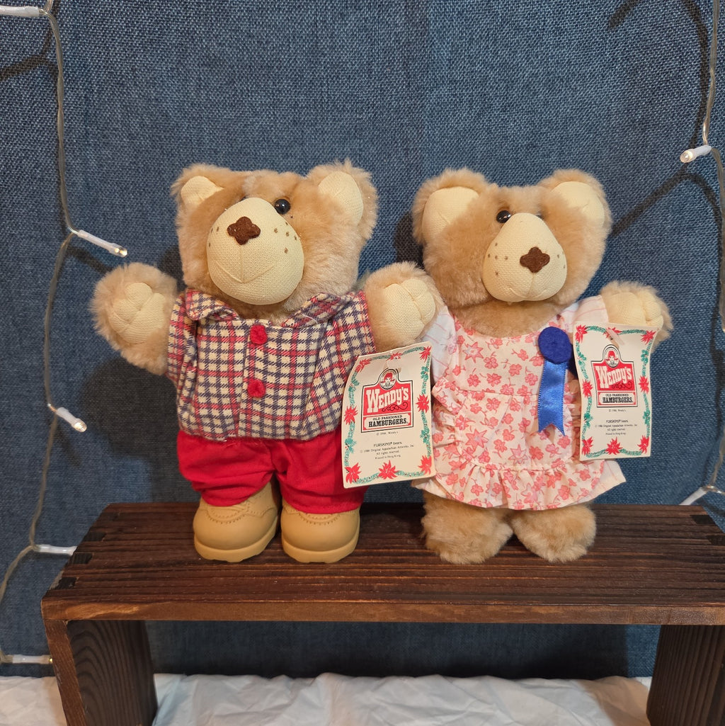 Wendy's Furskins Boone Bear Plush Plaid Outfit 1986 Vintage Holiday Tagged