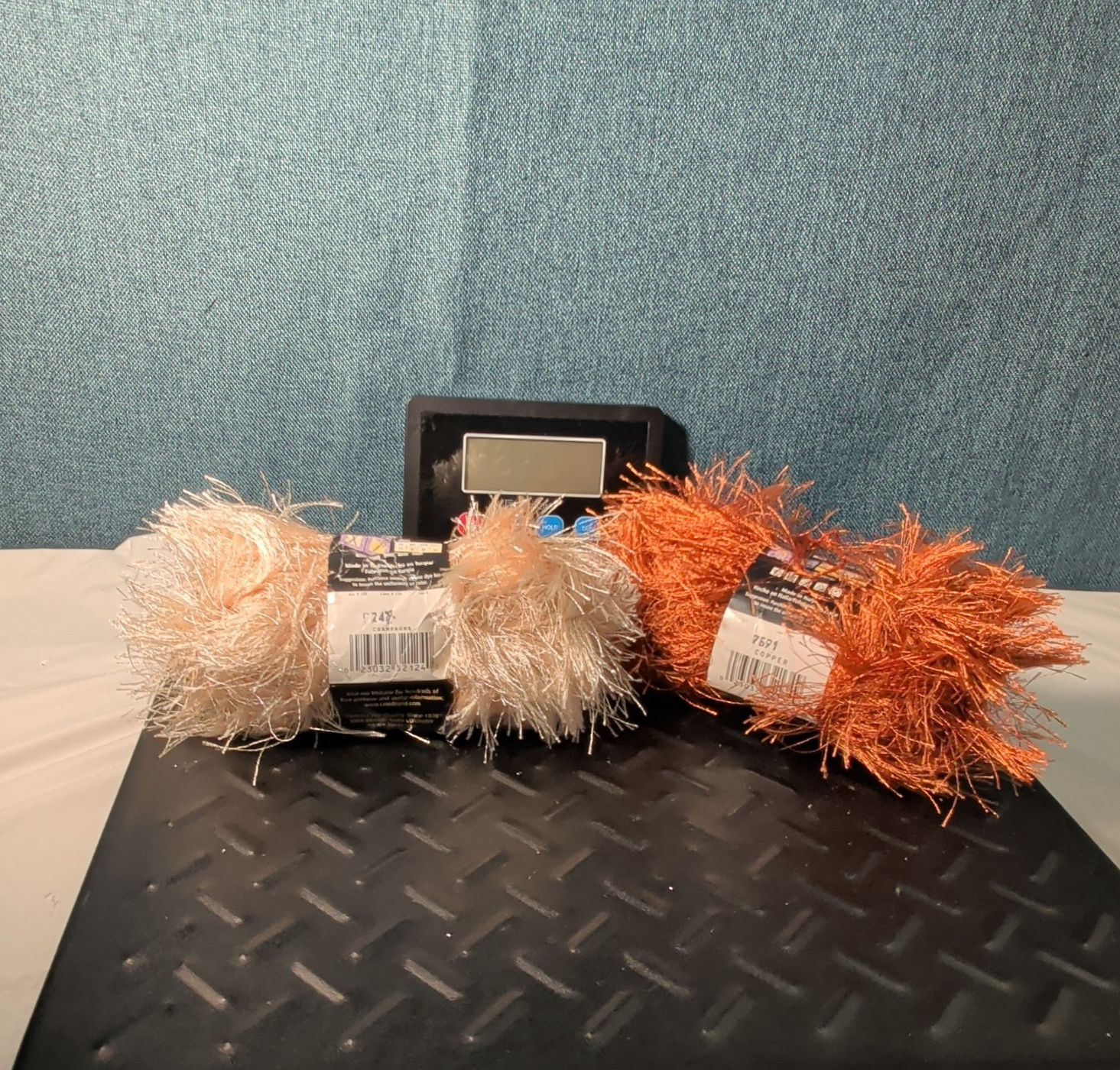 Lion Brand Fun Fur Yarn Copper & Champagne Eyelash Lot 2 Skeins 64yds Y2K NEW