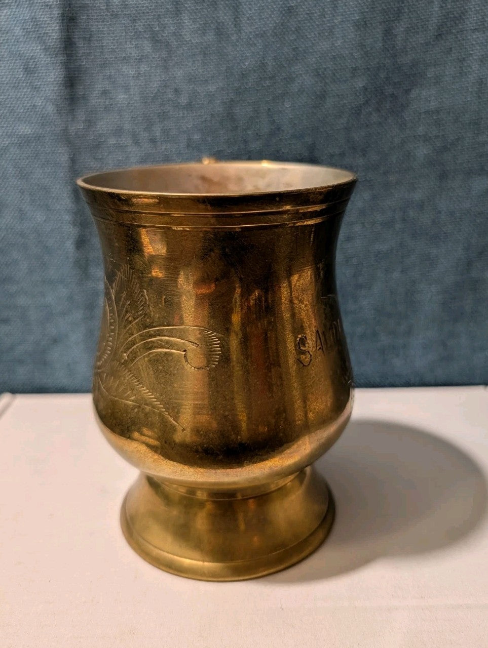 6 Vintage Etched Brass Mugs | Saudi Souvenir Goblets | Schree Amber  & Co.