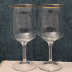 LENOX Crystal INTRIGUE Wine Glasses Gold Trim Fluted Rim Vintage 80s | Set of 6