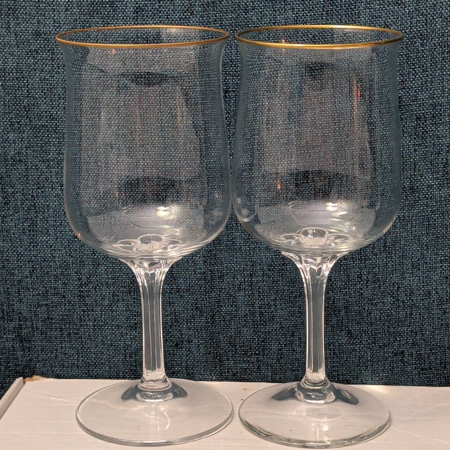 LENOX Crystal INTRIGUE Wine Glasses Gold Trim Fluted Rim Vintage 80s | Set of 6