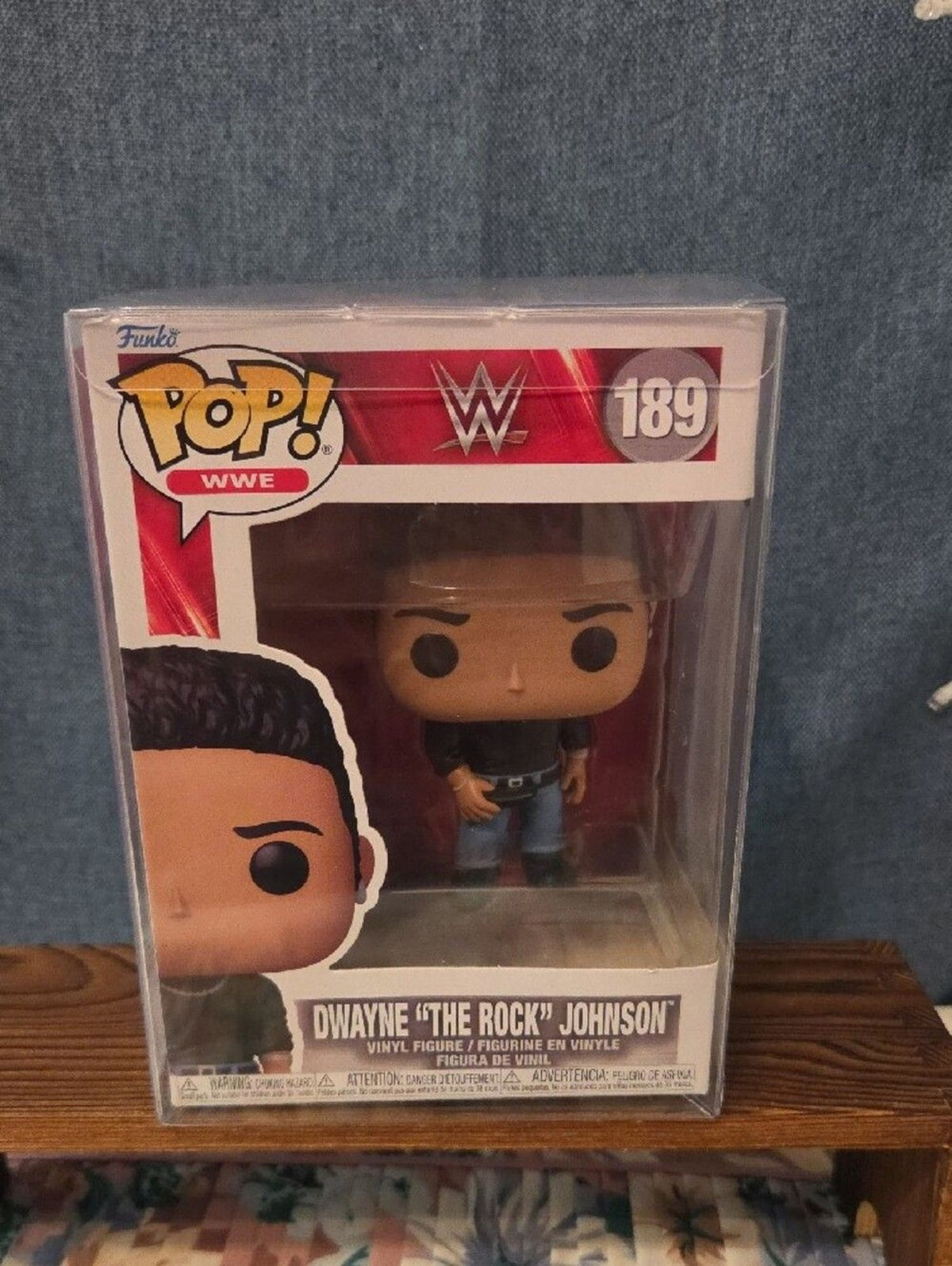 Funko Pop WWE 189 The Rock Dwayne Johnson Black Shirt Vinyl Figure w Protector