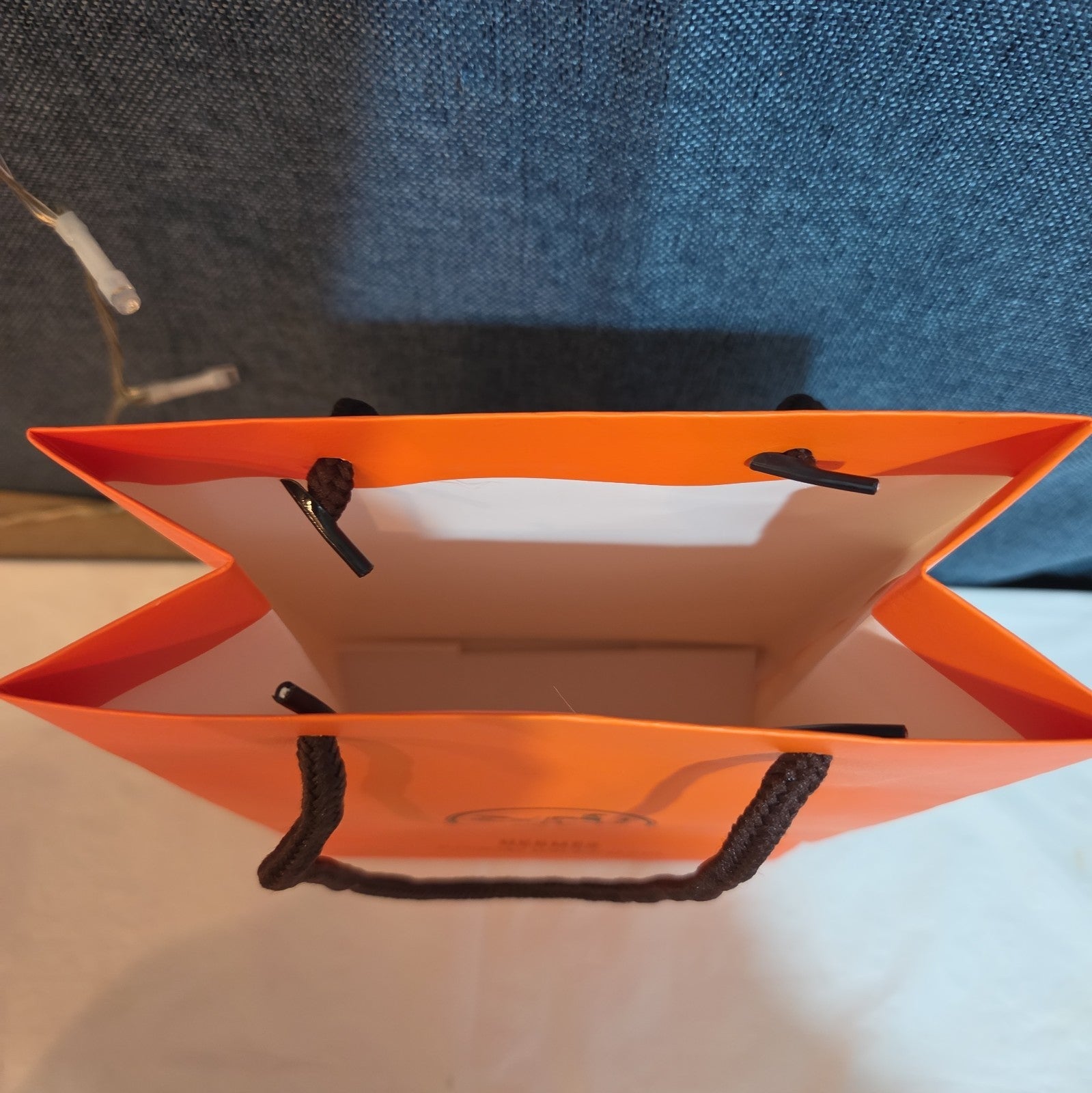 Hermes Small Orange Shopping Bag Authentic Paper Gift Tote Luxury Decor