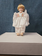 Vintage Porcelain Angel Doll | Blonde Guardian Angel with Halo