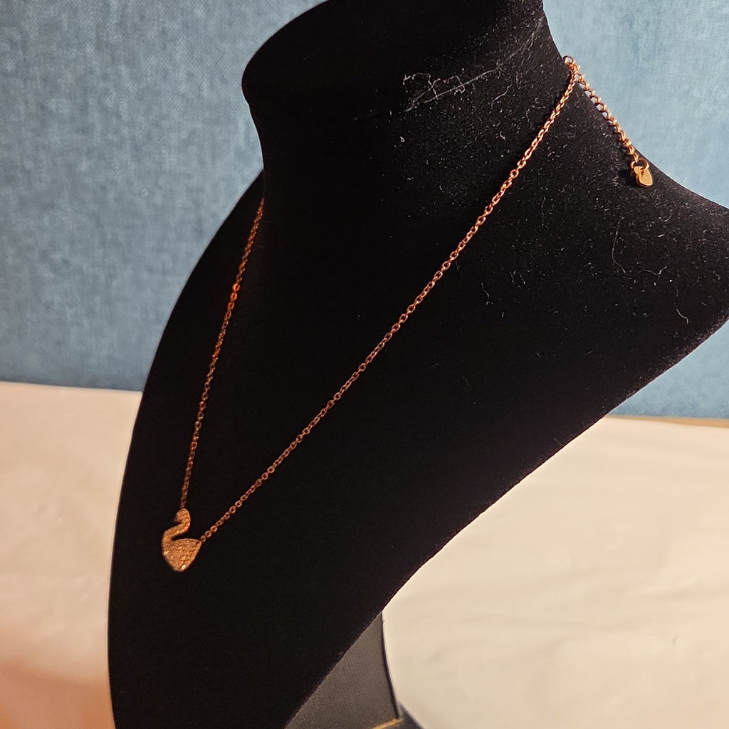 Rose Gold Tone Swan Pendant Stainless Steel Coquette NWT