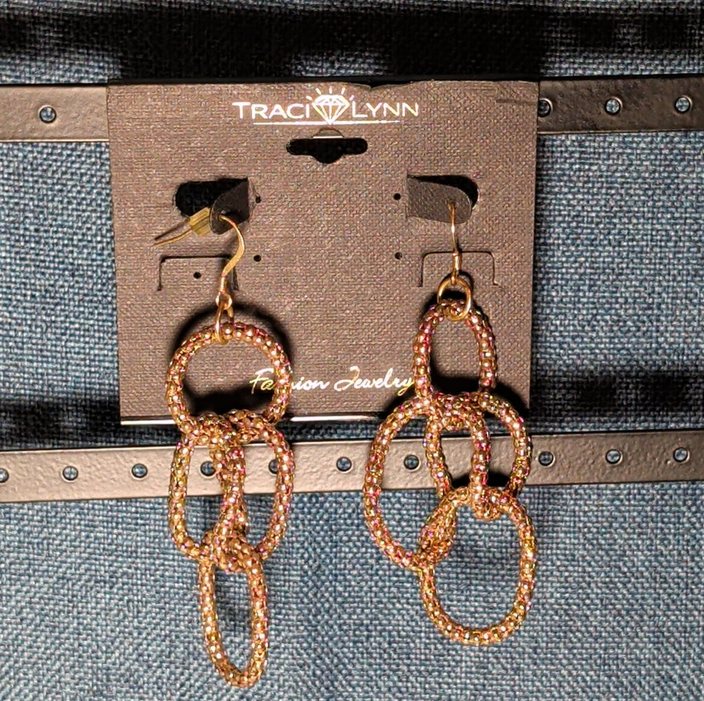 Traci Lynn Roppie Gold Mesh Crystal Collar Necklace Earring Set Vintage Choker