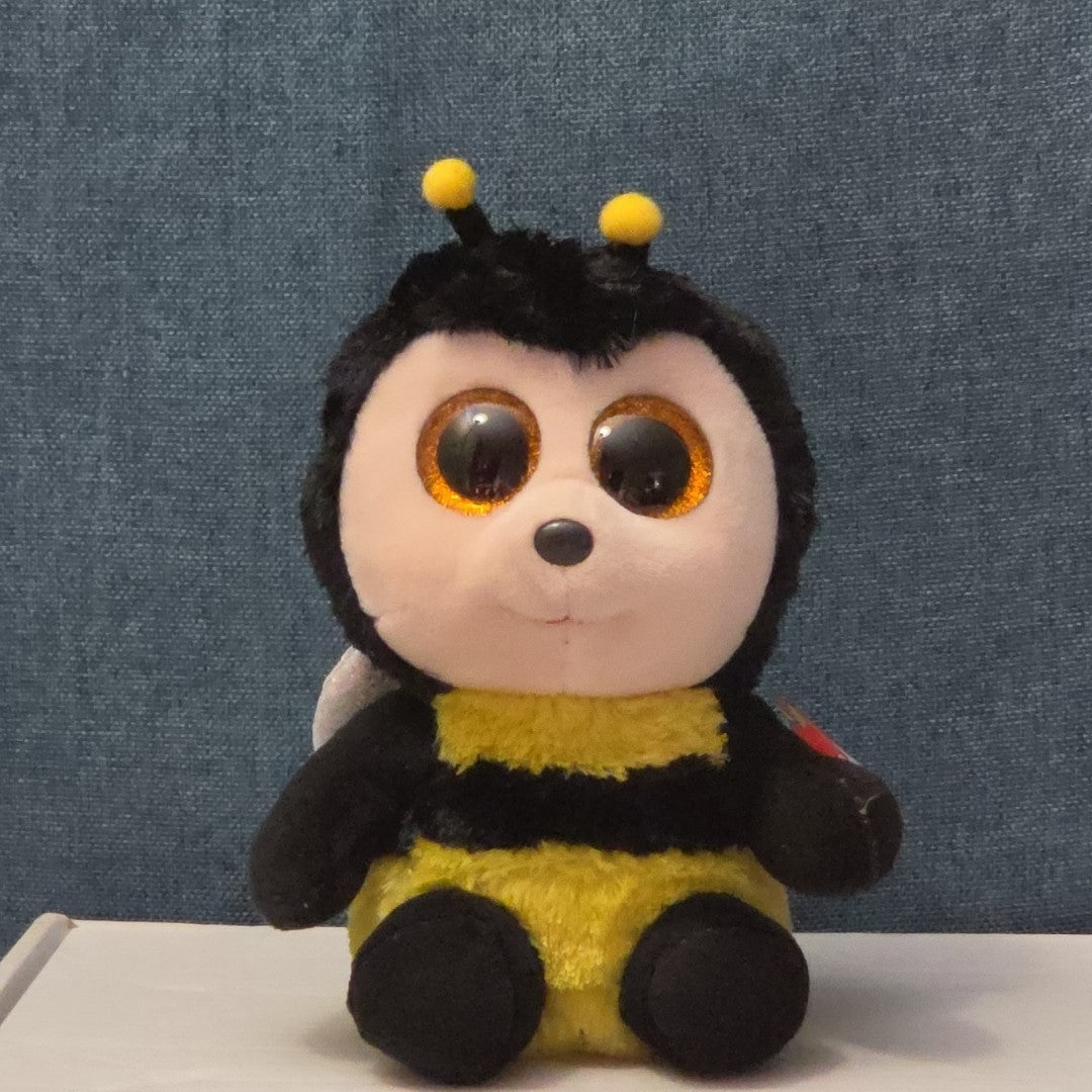 Ty Beanie Boos Buzby the Bee 6" Plush Gold Glitter Eyes Retired 2014 MWMT 36150