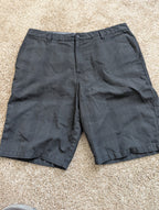 O'Neill Men's Hybrid Flat Front Shorts Size 34 Black Micro Plaid Stretch Chino