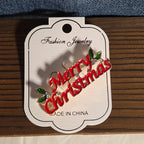 Merry Christmas Brooch Red Enamel Rhinestone Holiday Pin NWT