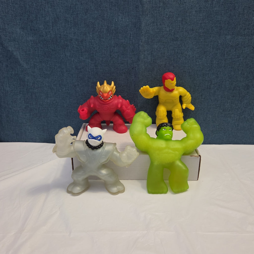 Goo Jit Zu Heroes Marvel Set of 4 Hulk Iron Man Pantaro Blazagon Squishy Toy