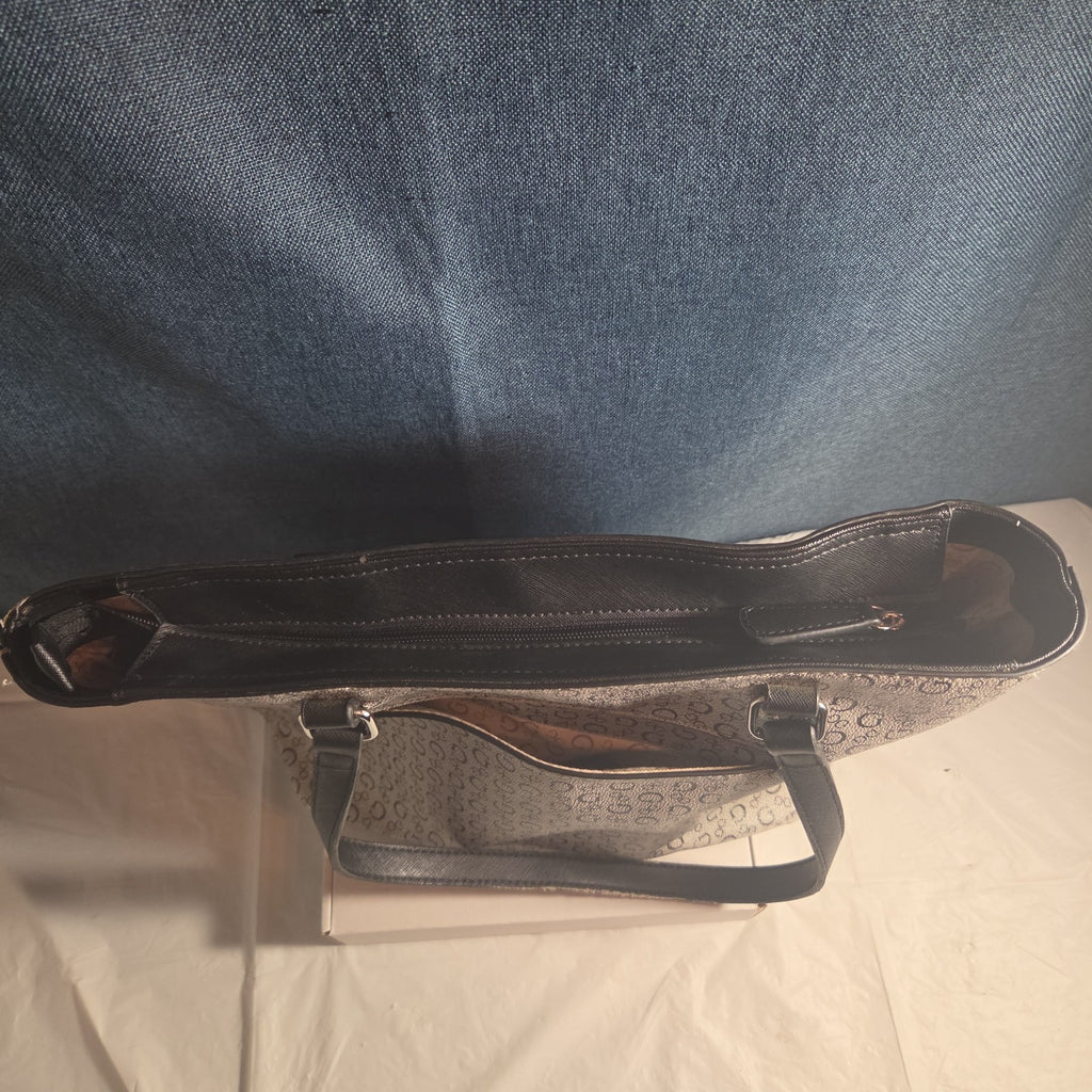 Guess Los Angeles Monogram Tote Bag Gray Black Shoulder Purse