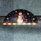 JB Snowman Half Moon Painted Metal Brooch 1996 Folk Art
