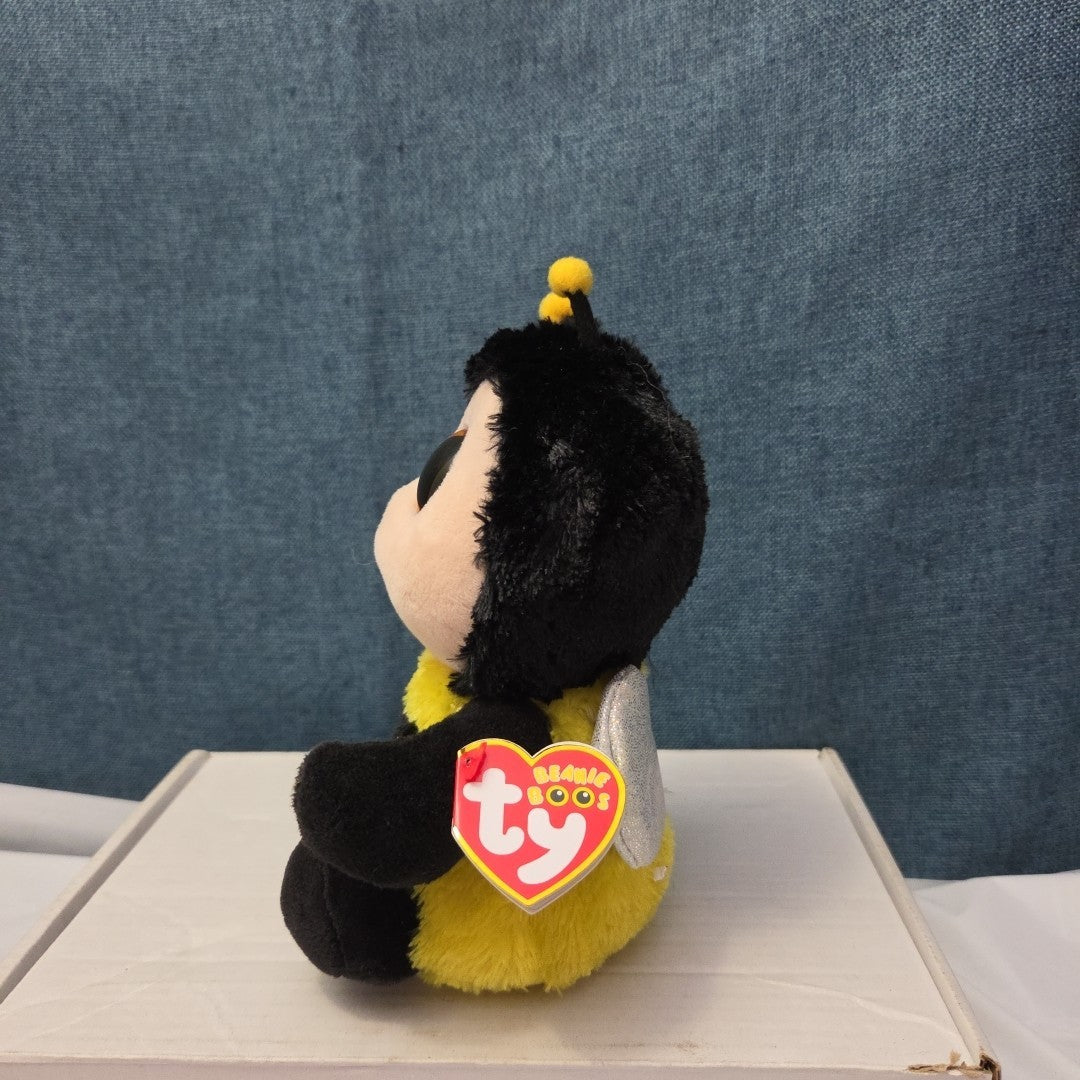Ty Beanie Boos Buzby the Bee 6" Plush Gold Glitter Eyes Retired 2014 MWMT 36150