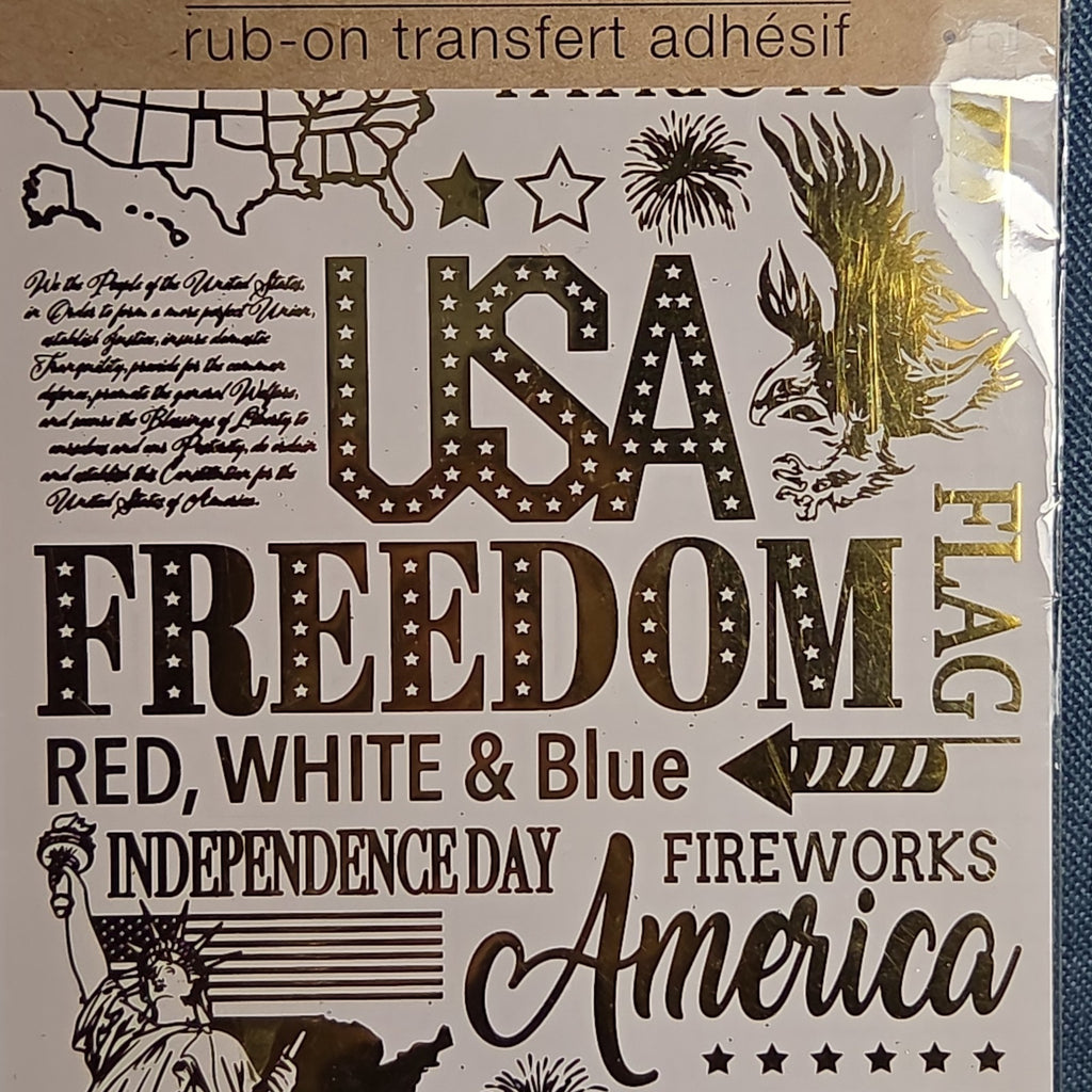 Crafters Square Gold Foil USA Patriotic Rub-On Transfers