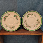 Spode Christmas Tree S3324 England 5.75" Saucers Set 2 Vintage
