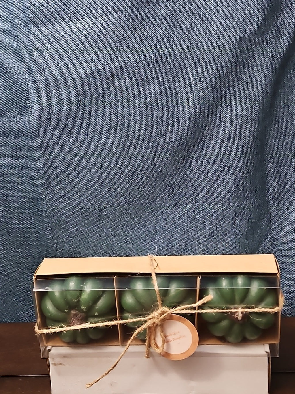Set of 3 Green Pumpkin Candles | Vanilla Scented Molded Wax | Fall Farmhouse
