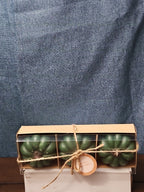 Set of 3 Green Pumpkin Candles | Vanilla Scented Molded Wax | Fall Farmhouse