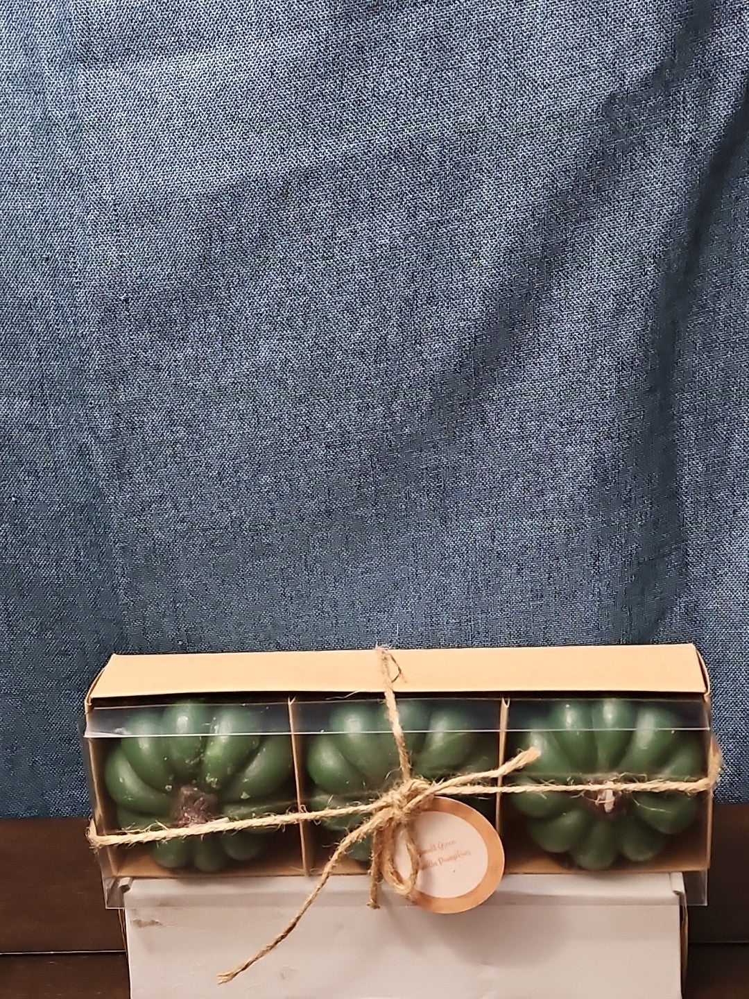 Set of 3 Green Pumpkin Candles | Vanilla Scented Molded Wax | Fall Farmhouse