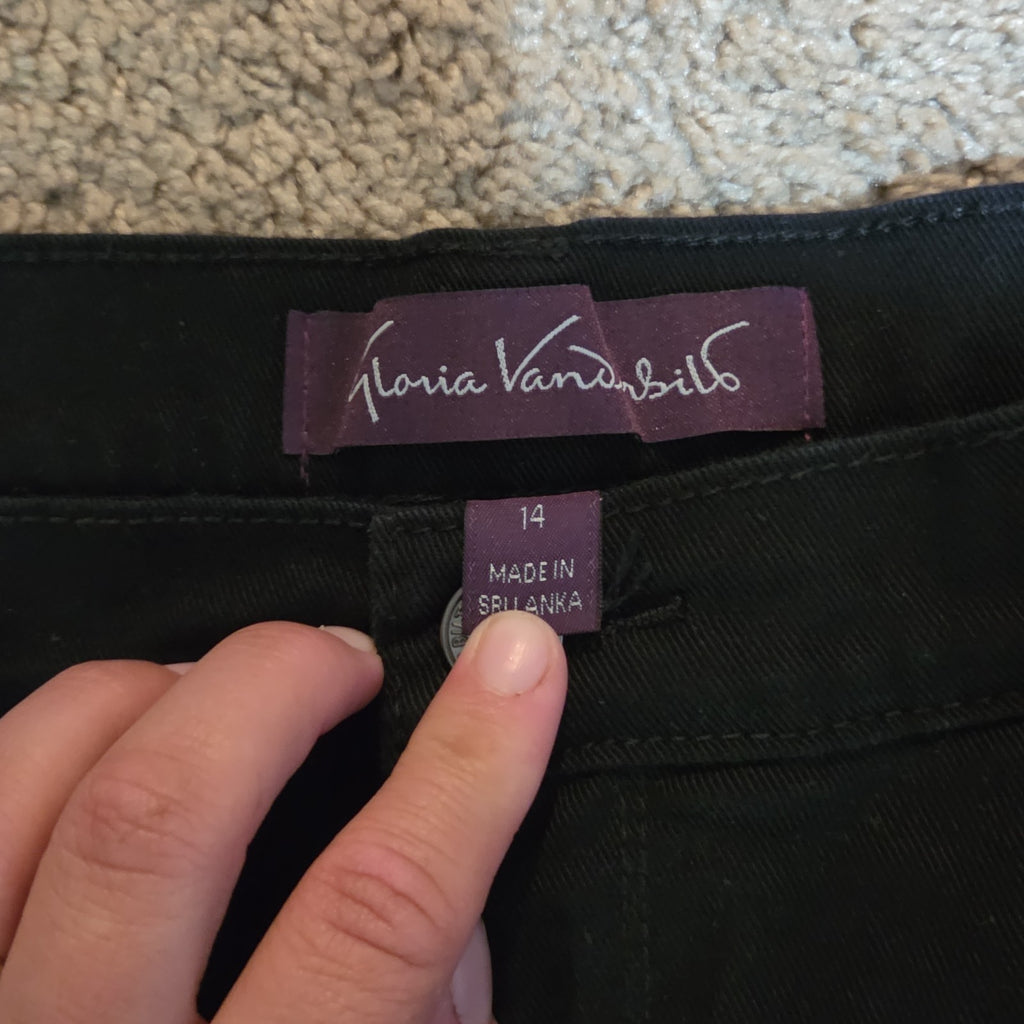 Gloria Vanderbilt Amanda Black Jeans Stretch 14P Short Women Classic