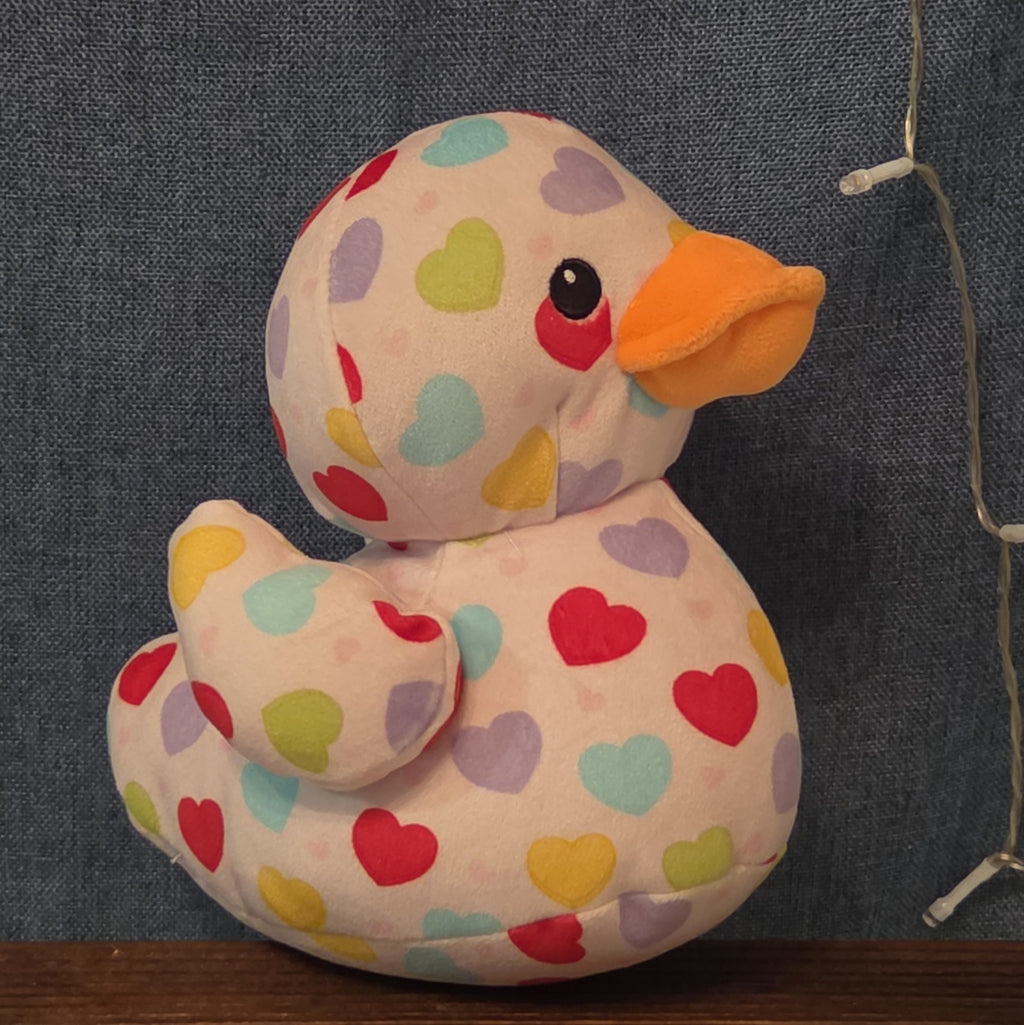 Way To Celebrate Duck Plush Heart Print Pastel Kawaii