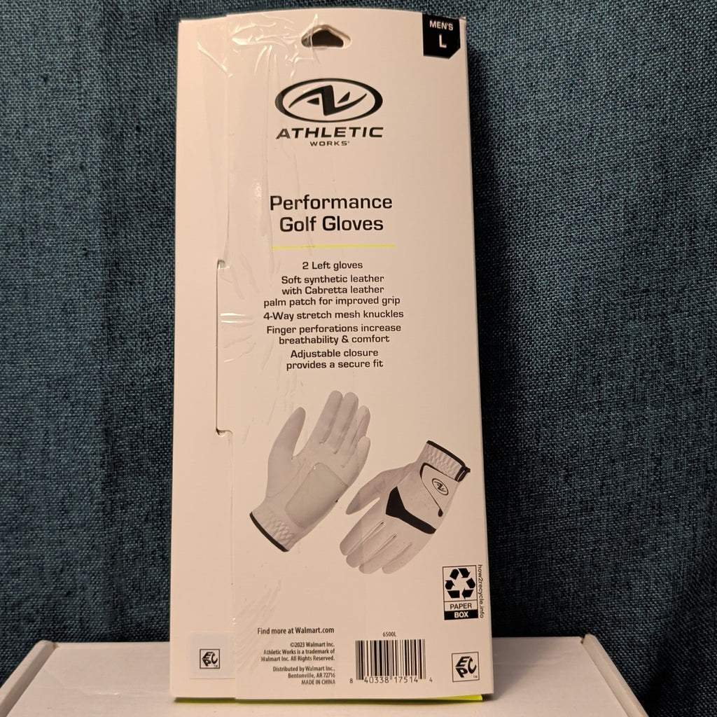 NEW Athletic Works Performance Golf Gloves 2-Pack | Size L | 2 Left Hand Gloves