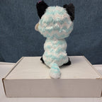Ty Beanie Boos Atlas Aqua Chevron Fox 6" Plush Blue Glitter Eyes Retired MWMT