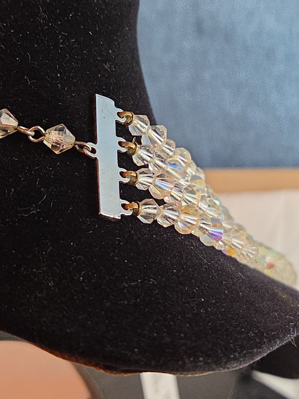 Deltah 4-Strand Aurora Borealis Crystal Necklace Vintage Glam