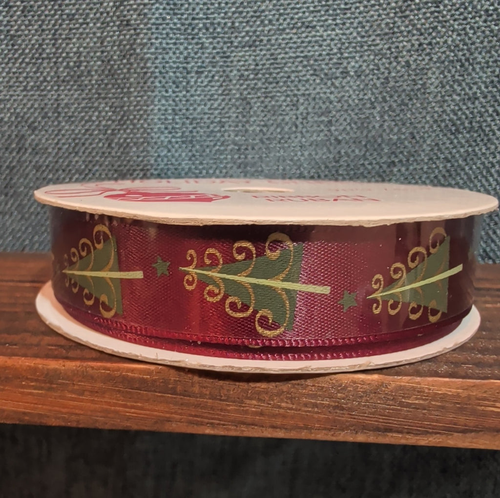 Michaels Holiday Cheer Ribbon Burgundy Christmas Tree 9ft NWT