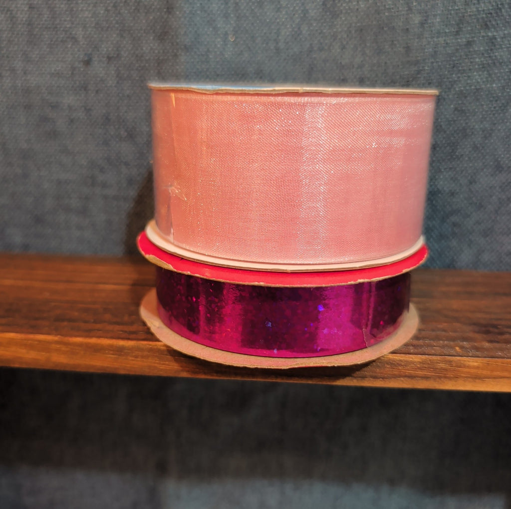 Offray Ribbon Lot 2 Pink Organdy Metallic Magenta Craft Destash
