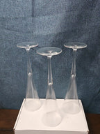 Set of 3 Tall Champagne Flutes | 9.5" Trumpet Shape | Elegant Clear Glass