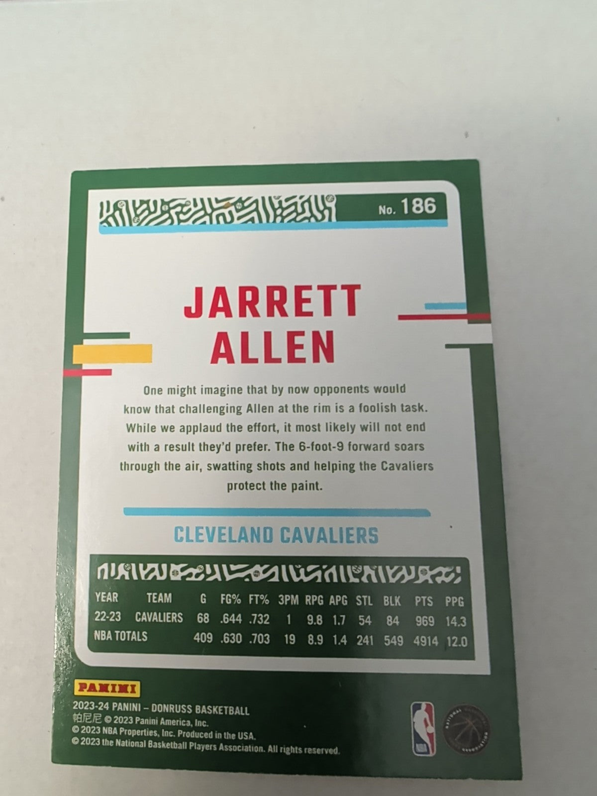 2023-24 Panini Donruss Jarrett Allen #186 Cleveland Cavaliers Base Card | Good