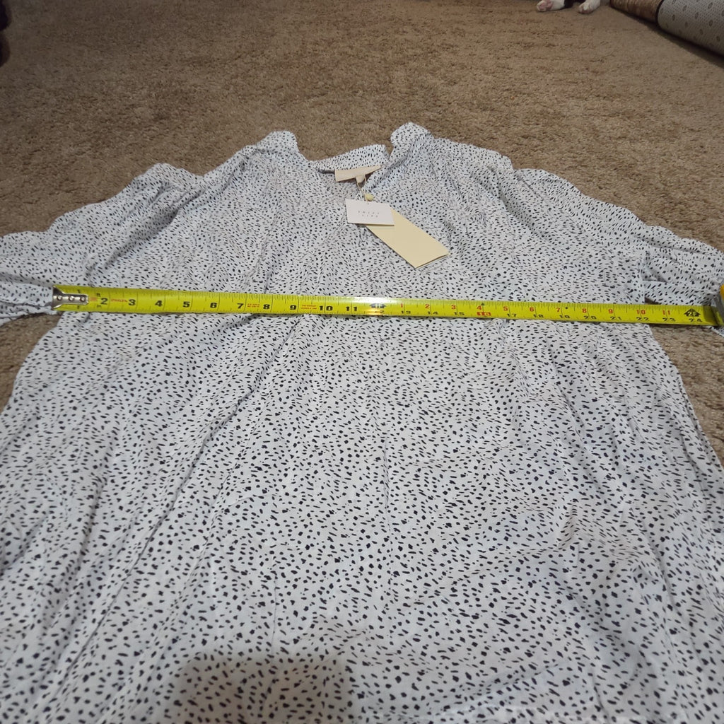 Grand & Greene Blouse Womens XL Speckled Print V-Neck Long Sleeve NWT Shirt