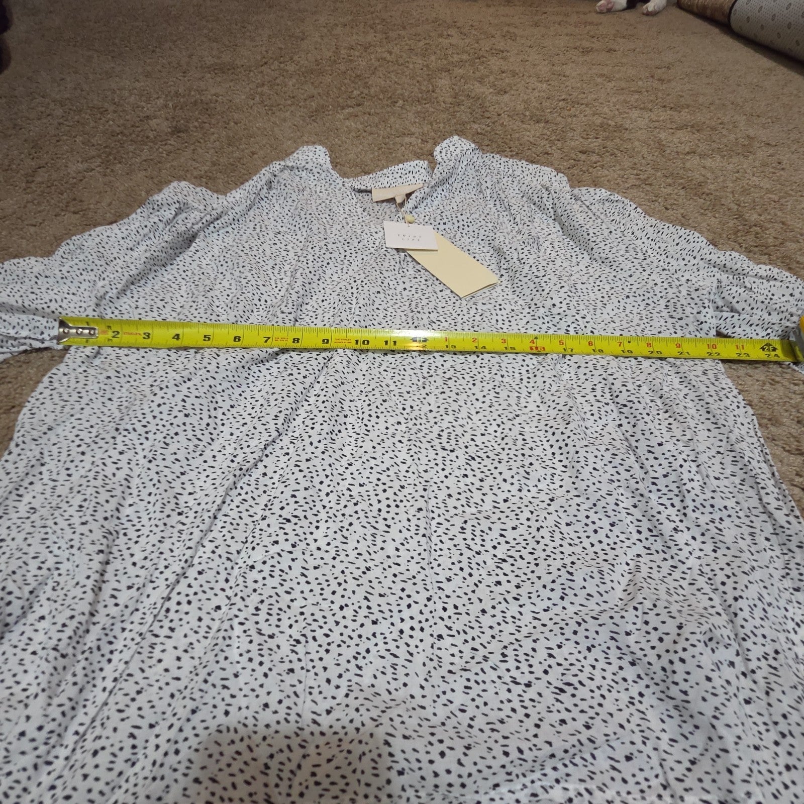 Grand & Greene Blouse Womens XL Speckled Print V-Neck Long Sleeve NWT Shirt