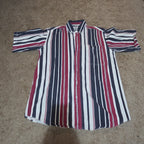 Pine Grove Striped Button Down Shirt Cotton Vintage 90s Retro Men Size M
