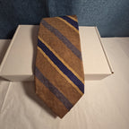 J.Z. Richards Silk Tie Edwards Michigan Brown Blue Stripe Frayed As Is Vest Tie