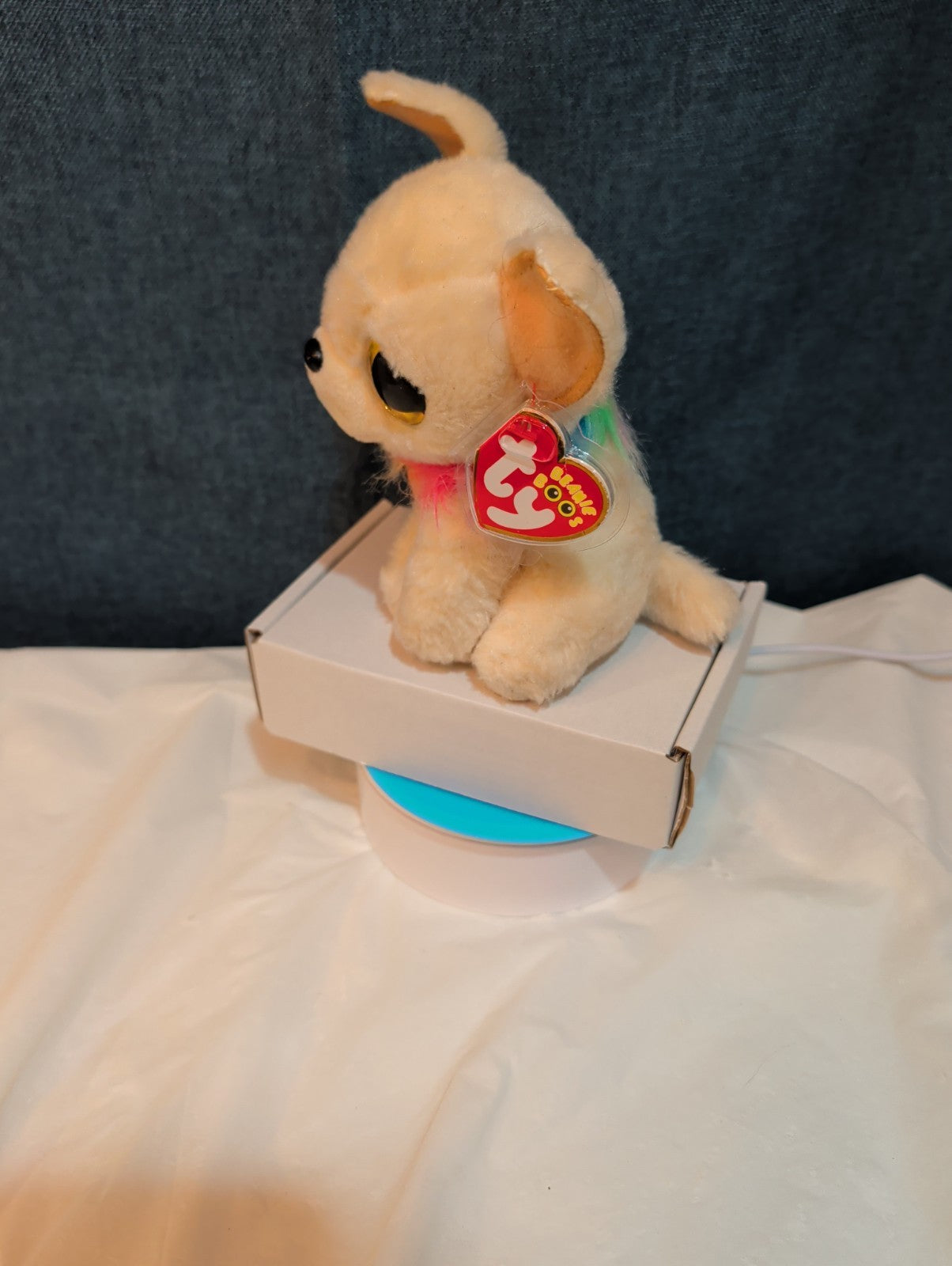 Ty Beanie Boos Chewey Chihuahua Rainbow Collar Gold Glitter Eyes 6" Plush