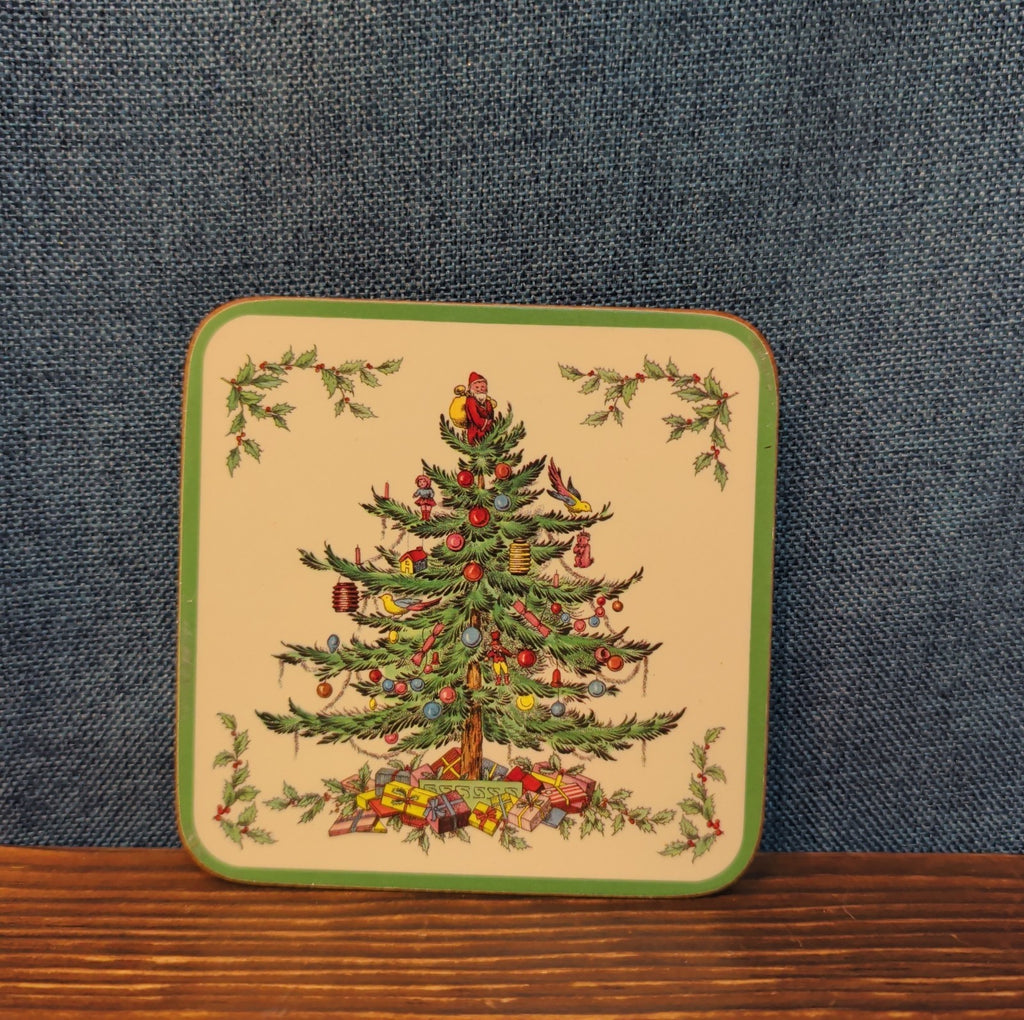 Christmas Tree Cork Back Coaster Holiday Decor Single
