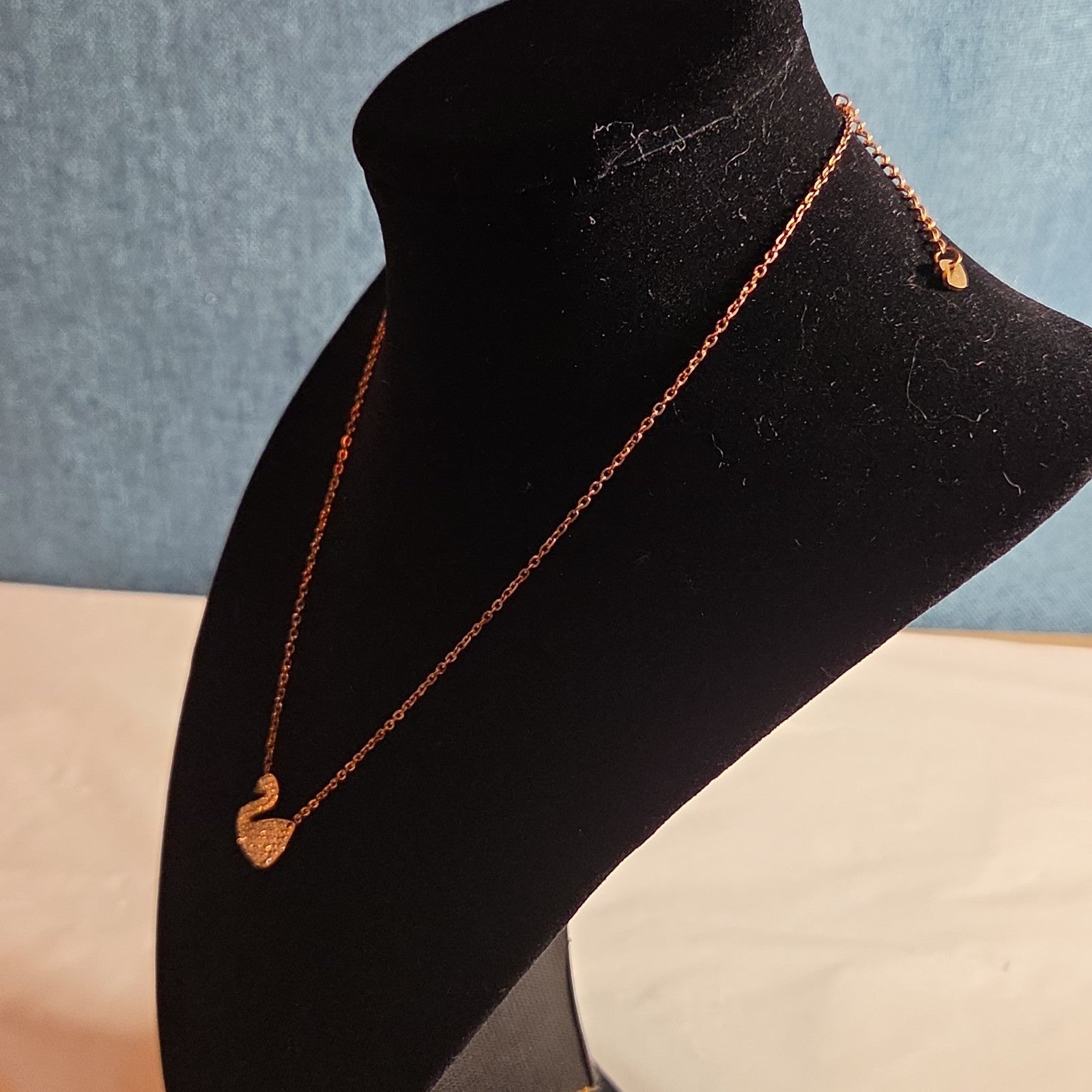 Rose Gold Tone Swan Pendant Stainless Steel Coquette NWT