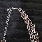 NY Collection Silver Tone Triple Chain Rhinestone Ring Cluster Necklace