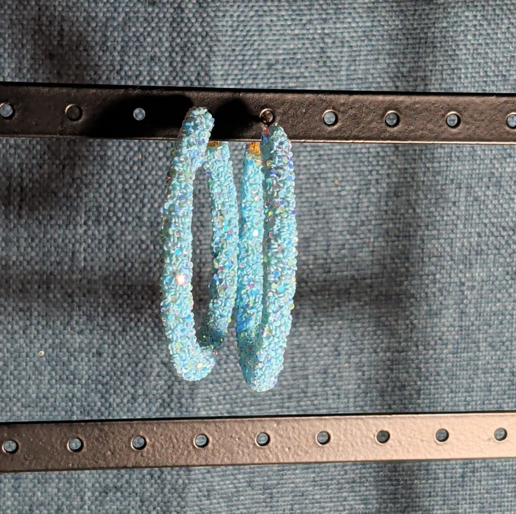 2" Sparkle Glitter Hoop Earrings 3 Pair Set Y2K