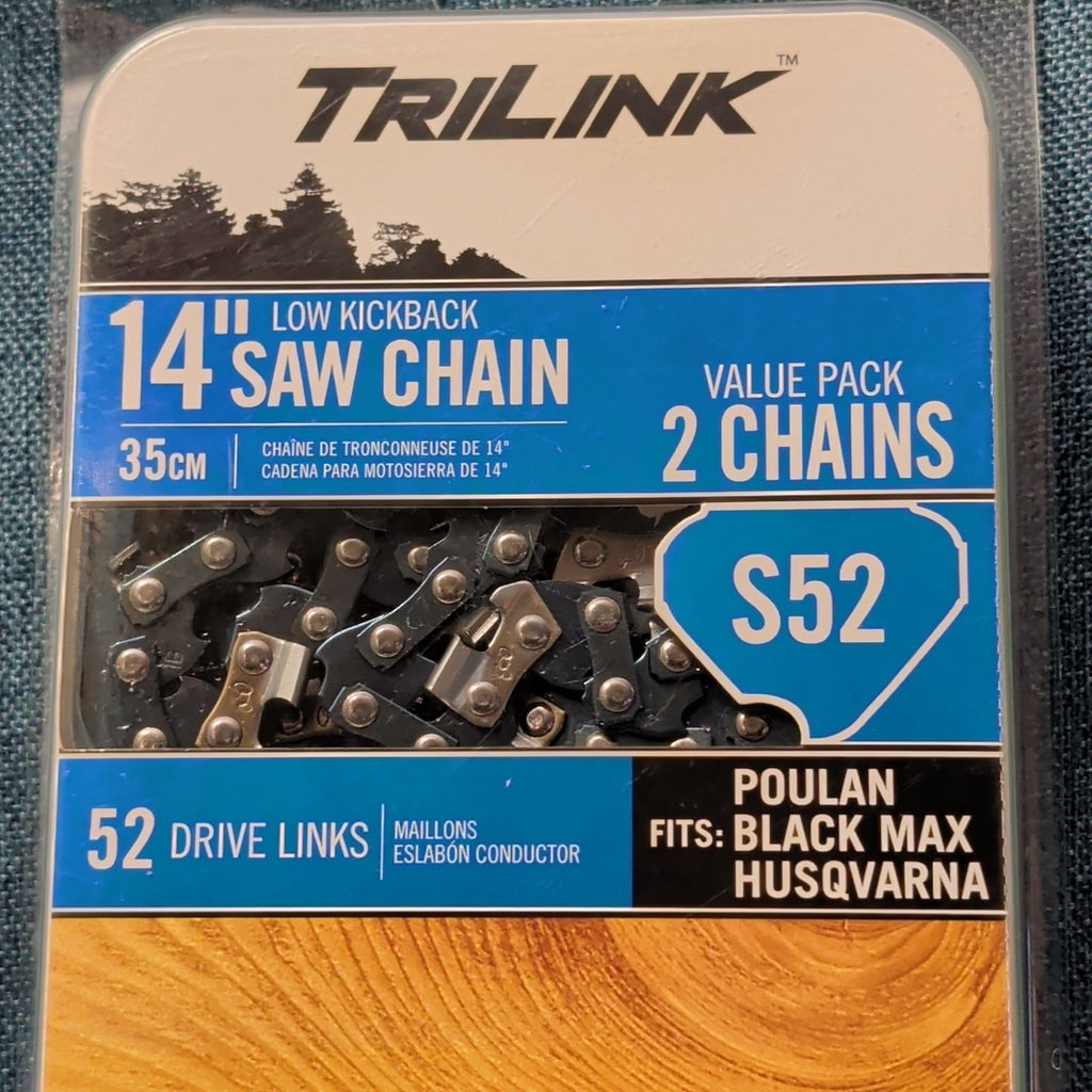 NEW TriLink S52 14" Replacement Saw Chain 2-Pack | 52 Drive Links .050" Gauge