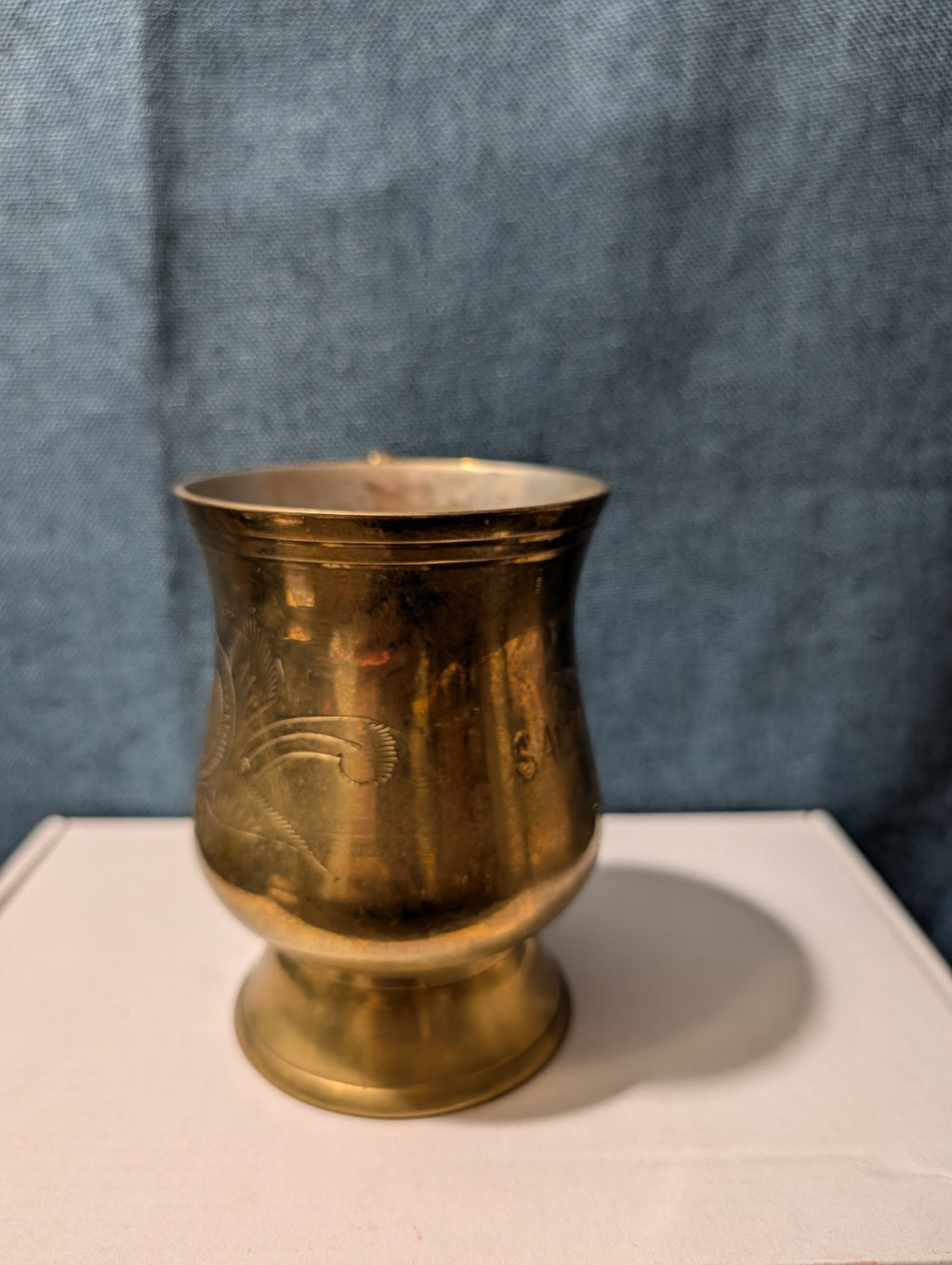 6 Vintage Etched Brass Mugs | Saudi Souvenir Goblets | Schree Amber  & Co.