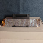 Rhinestone Wide Cuff Bracelet AB Crystal Gold Tone Y2K Glam Style NWOT