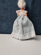 Vintage 5.5" Costume Doll | Blue Polka Dot Rococo Dress | Hard Plastic Souvenir