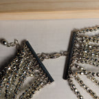 Multi Strand Silver Tone Beaded Statement Necklace Glam
