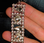 Beautiful Vintage Rhinestone Bracelet 7” w/Safety Chain   403J