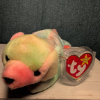 Sammy TY Beanie Baby 1999 Retired Tie-Dyed Multicolor Bear w/ Protector
