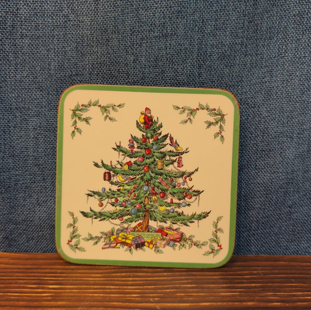 Christmas Tree Cork Back Coaster Holiday Decor Single