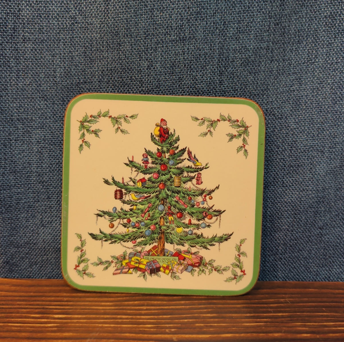 Christmas Tree Cork Back Coaster Holiday Decor Single